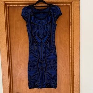 Geometric Blue and Black Dress